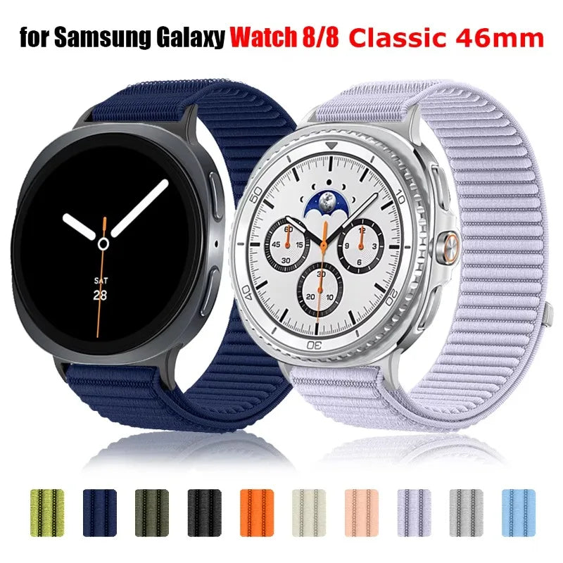 Sports Nylon Loop Strap For Samsung Galaxy Watch 8 Classic 46mm Official Fabric Bracelet Wristband For Galaxy Watch 8 44mm 40mm