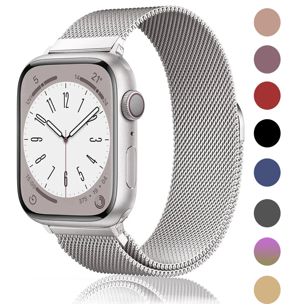 Milanese Loop for Apple Watch band 42mm 44mm 45mm 49mm 38mm 40mm 41mm Stainless Steel Adjustable sport and Leisure bandt