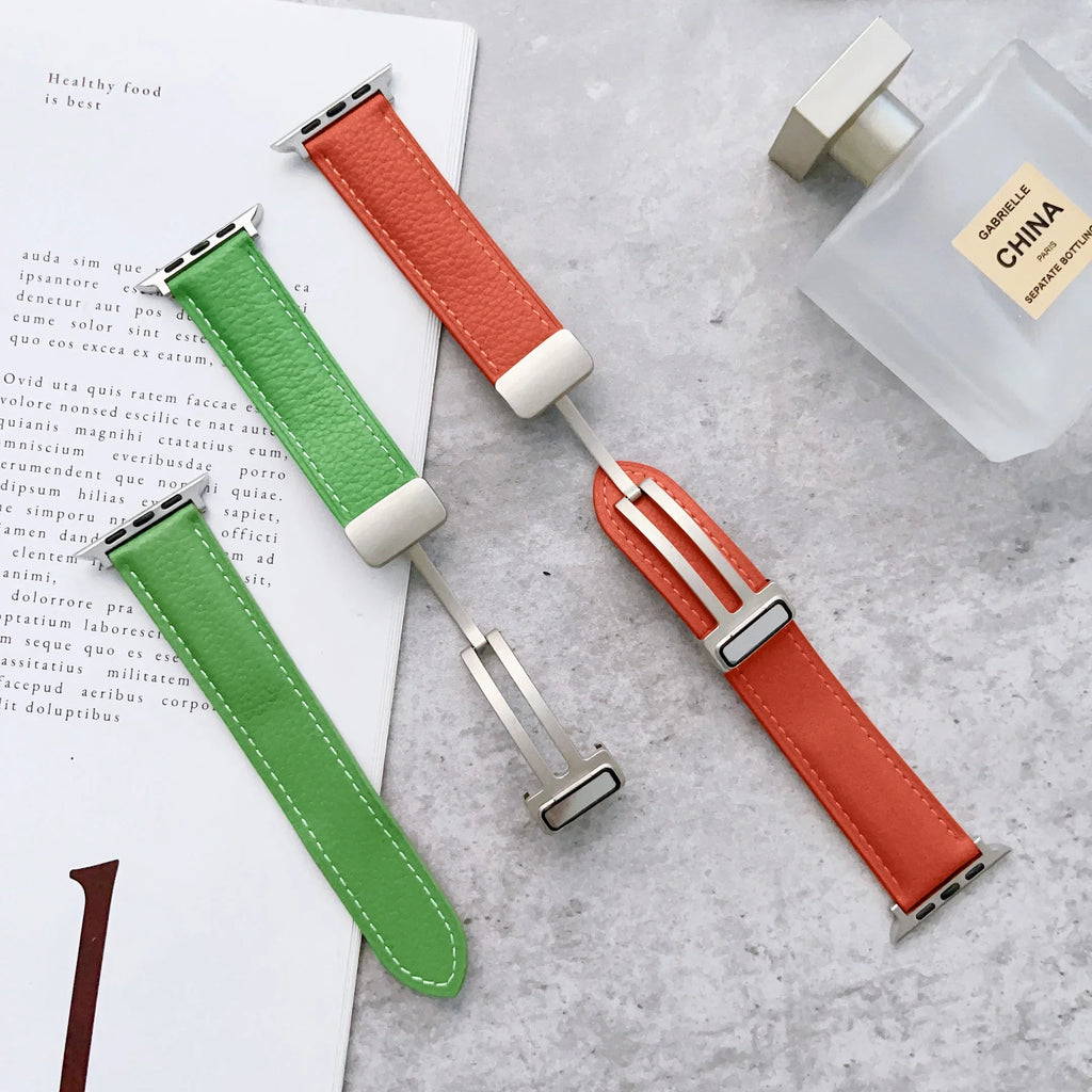 Leather band for Apple Watch band 49mm 41mm 45mm 44mm 42mm 40mm 46mm Magnetic band for Apple Watch Ultra 2 Series 10 9 8 7 6 5 SE