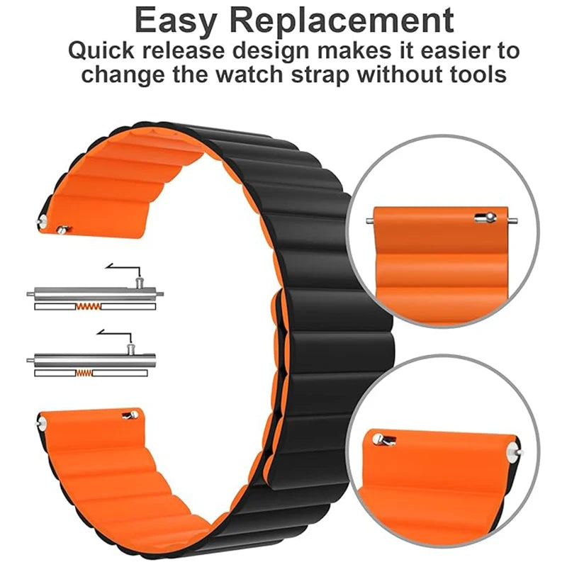Universal Silicone Magnetic Watch band 16mm 18mm 20mm 22mm Quick Release Waterproof Durable Soft Smartwatch band For Men Women