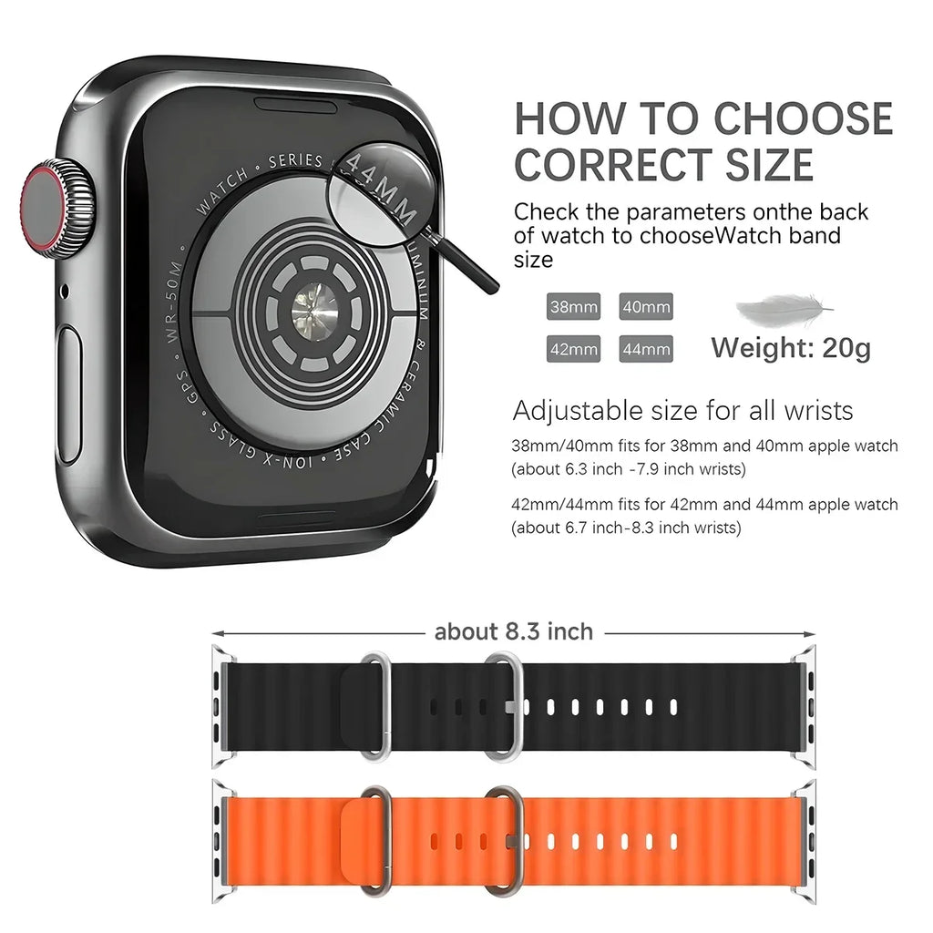 Silicone Ocean band for Apple Watch band Series Ultra 11 9 8 7 6 5 4 10 SE Apple Watch band 42mm 44mm 45mm 49mm 40mm 41mm 46mm bands