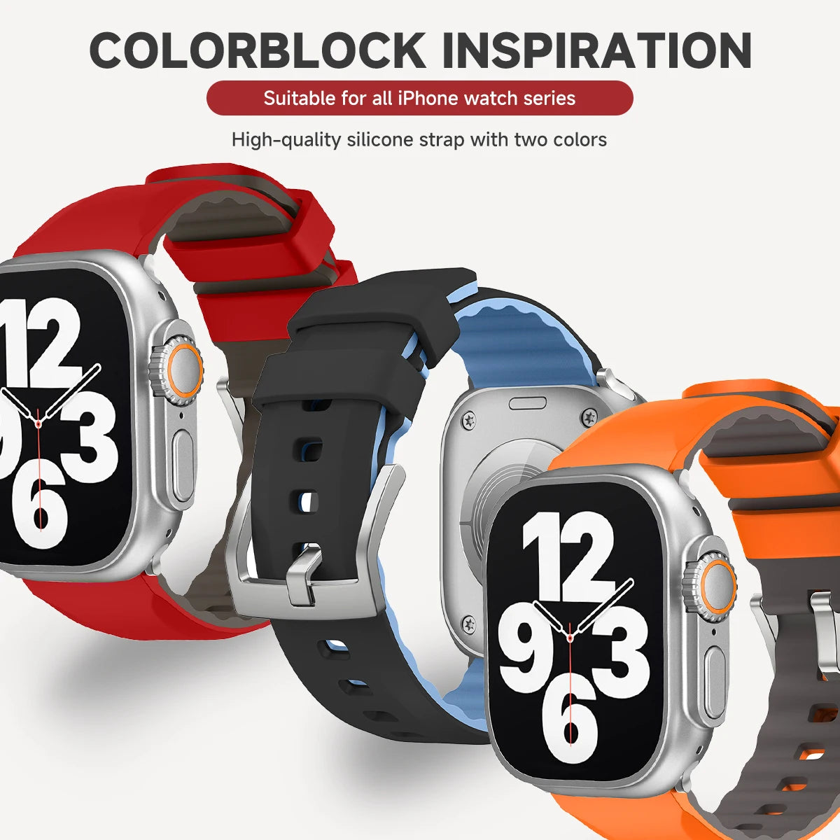 Silicone band for Apple Watch Ultra 2 49mm 45mm 44mm 42mm 41mm 40mm sport Outdoor band for Apple Watch Series 9 8 7 6 SE 5 band