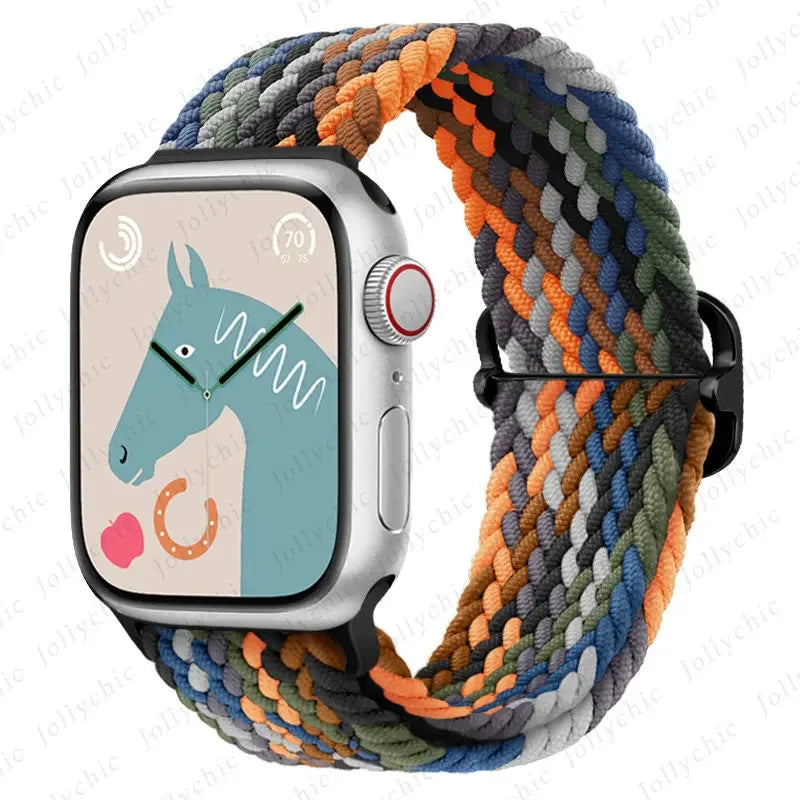 Braided Solo Loop band For Apple Watch Ultra 2 band 49mm 44mm 40mm 45mm 41mm 42mm 38mm band Apple Watch Series 9 8 7 6 SE 3