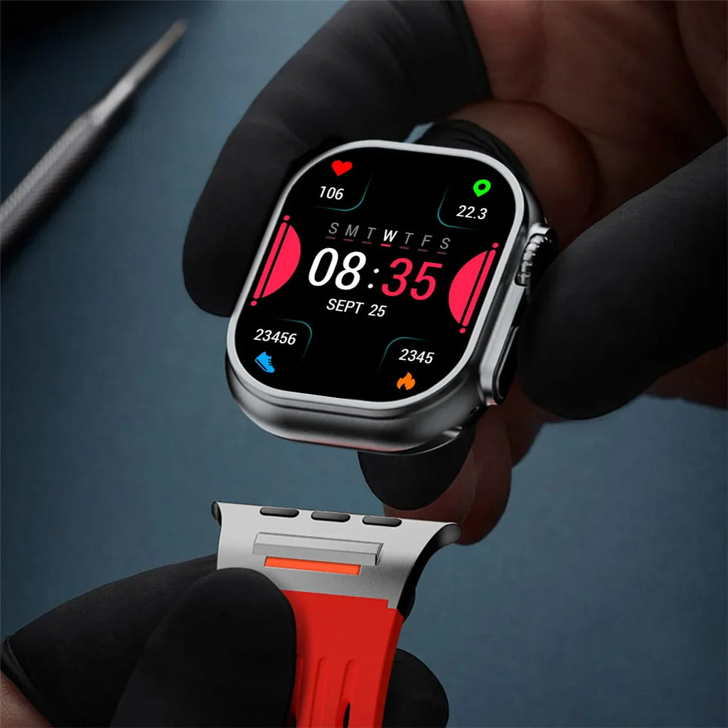 Silicone band for Apple Watch band 49mm 46mm 45mm 44mm 42mm 41mm metal Connector band for Apple Watch Ultra 2 Series 10 9 8 7 6 SE 5 4