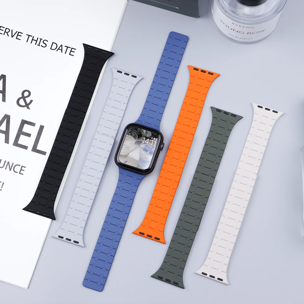 Magnetic Silicone band for Apple Watch Ultra 3 2 49mm 46mm 42mm 45mm 44mm sport band Apple Watch Series 11 10 9 8 7 6 SE 5 band