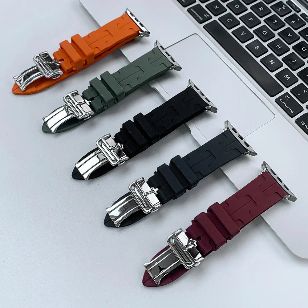 Kilim Single Tour band For Apple Watch band 45mm 44mm 41mm 38mm Folding Buckle Silicone band Apple Watch 10 46mm 42mm Ultra 2 49mm