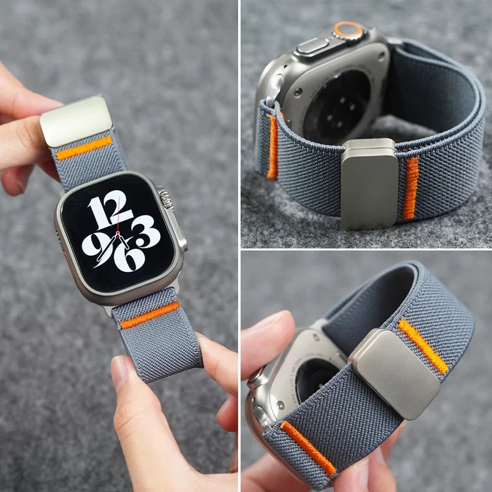 Magnetic band For Apple Watch Ultra 2 band 49mm 45mm 46mm 44mm 42mm Nylon Sport Correa band Apple Watch Series 10 9 8 7 6 5 SE