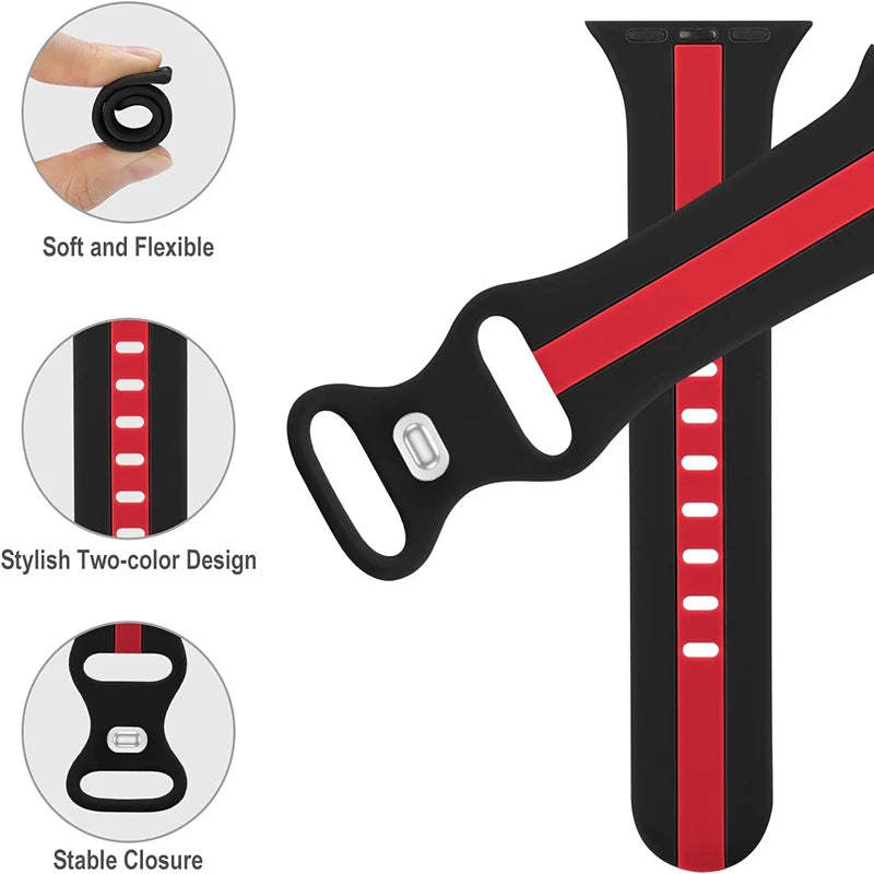 band for Apple Watch band 49mm 44mm 45mm 41mm 40mm 42mm 38mm Silicone Sport band Apple Watch serie 8 7 SE 6 5 4 3 2 1 Ultra 49mm