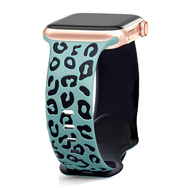 Engraved Leopard band For Apple Watch Ultra 2 3 band 49mm 44mm 41mm 40mm 45mm 38mm Silicone band Apple Watch Series 98765SE 10 11 46mm 42mm