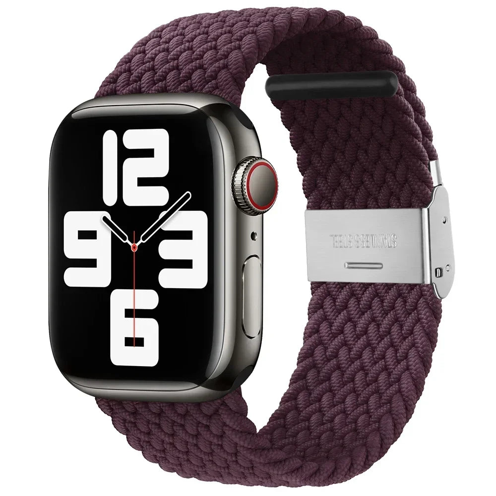 Braided Solo Loop For Apple Watch Ultra band 49mm 45mm 40mm 41mm 44mm Nylon Elastic band Apple Watch Series 10 9 8 SE 6 7 5 4 band
