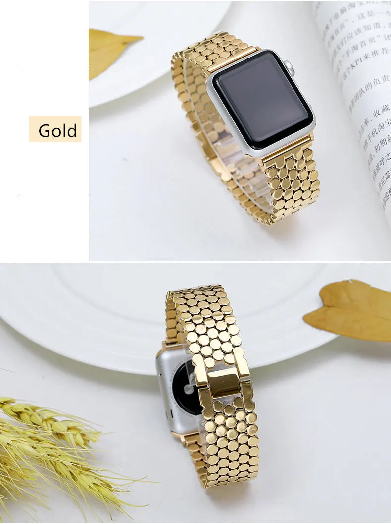 Stainless steel band for Apple Watch band 45mm 44mm 40mm 49mm 41mm Fish scale metal Link band Apple Watch Series 9 8 SE Ultra 2