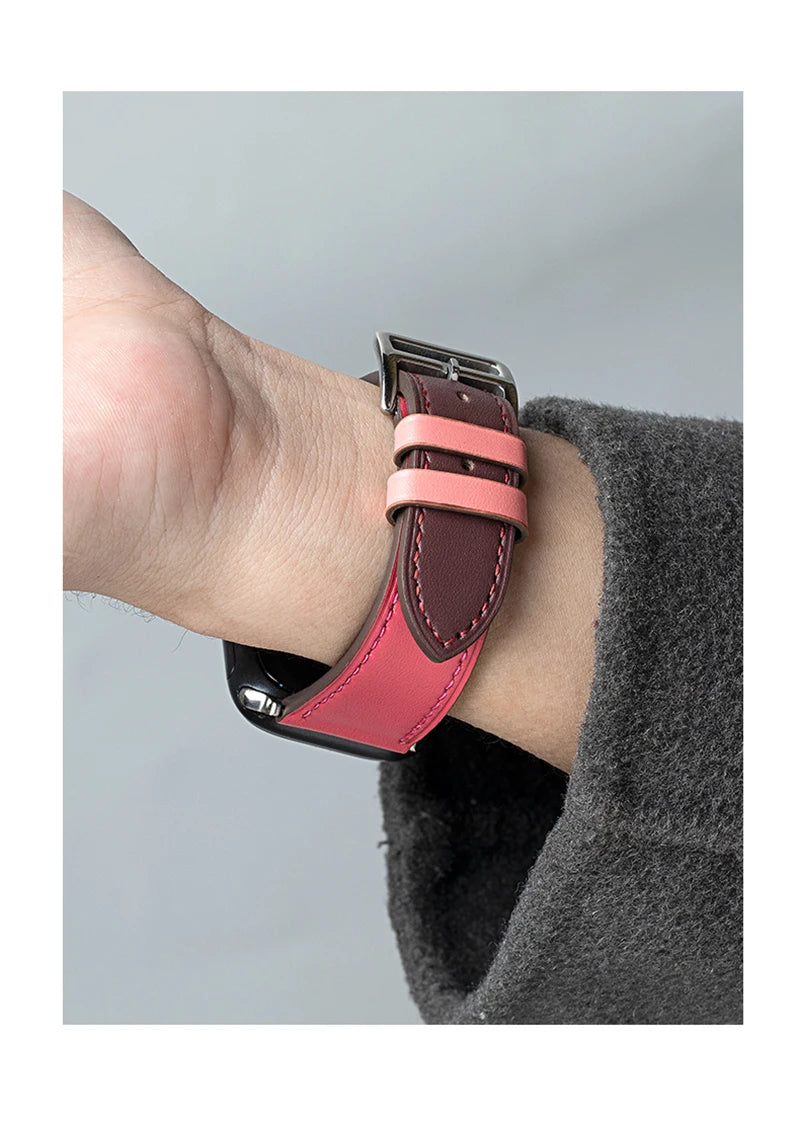 Leather Watch band for Apple Watch band 46mm 44mm 49mm 45mm 42mm 40mm 38mm 41mm band Apple Watch Series 10 Ultra 9 8 7 6 5 4 3 SE