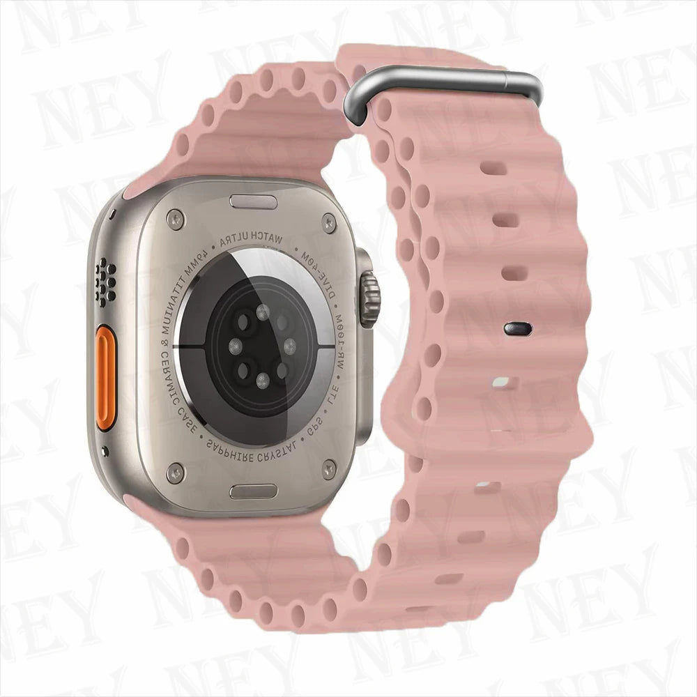 Ocean band for Apple Watch Ultra 2 49mm 44mm 45mm 42mm 38mm 40mm 41mm silicone band correa Apple Watch Series 9 8 7 SE 6 5 4 3 band