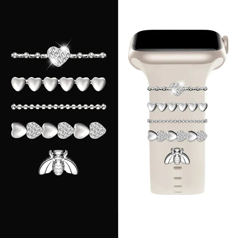 Decoration For Apple Watch Ultra 2 band 10 9 8 7 Diamond Jewelry Charms Accessories samsung Huawei watch band 20 22mm band
