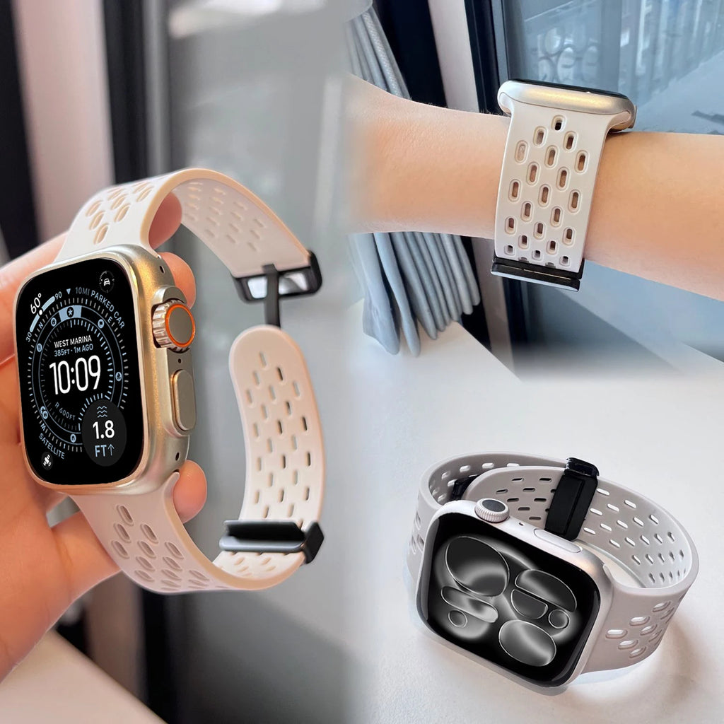 Breathable silicone band for Apple Watch band Ultra 2 49mm 44mm 40mm 42mm 46mm 41mm 45mm band Apple Watch Series 11 10 9 8 7 6 SE3