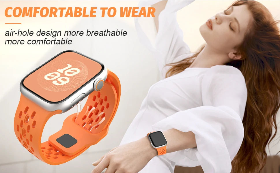 Sport Silicone For Apple Watch band 44mm 45mm 49mm 40mm 41mm 38mm 45mm correa band Apple Watch Series 9 8 7 6 5 SE Ultra 2 band