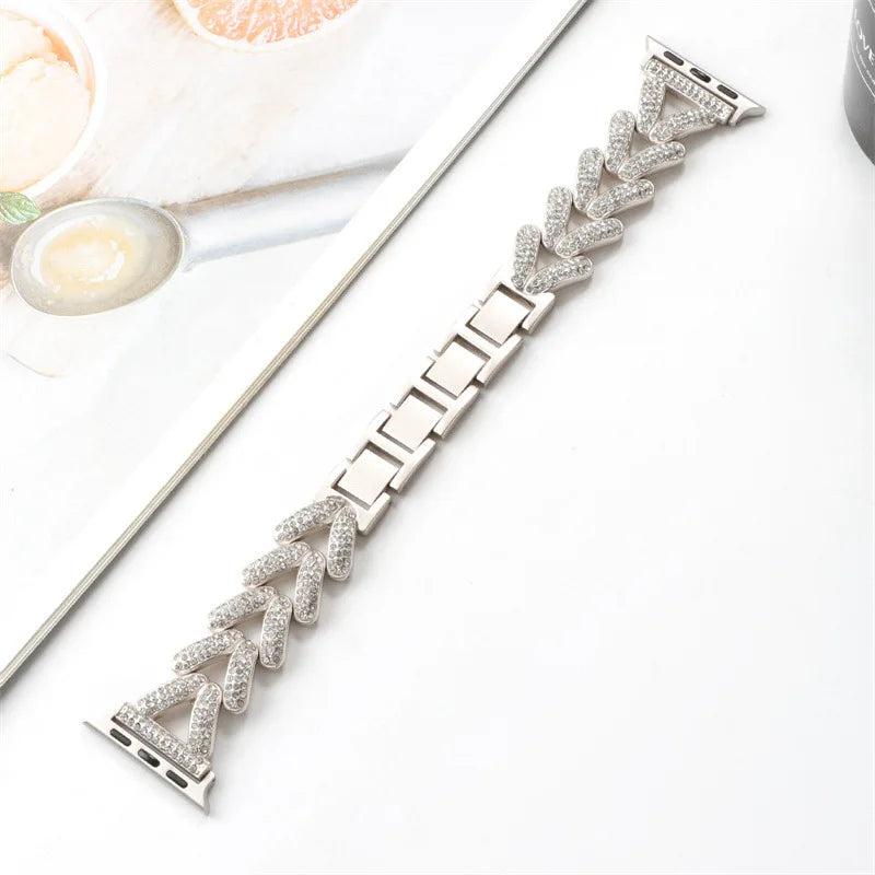 Diamond metal band for Apple Watch 10 band 46mm 42mm 41mm 44mm 49mm 45mm 40mm Women Belt band Apple Watch Series 9 8 7 SE 6 Ultra