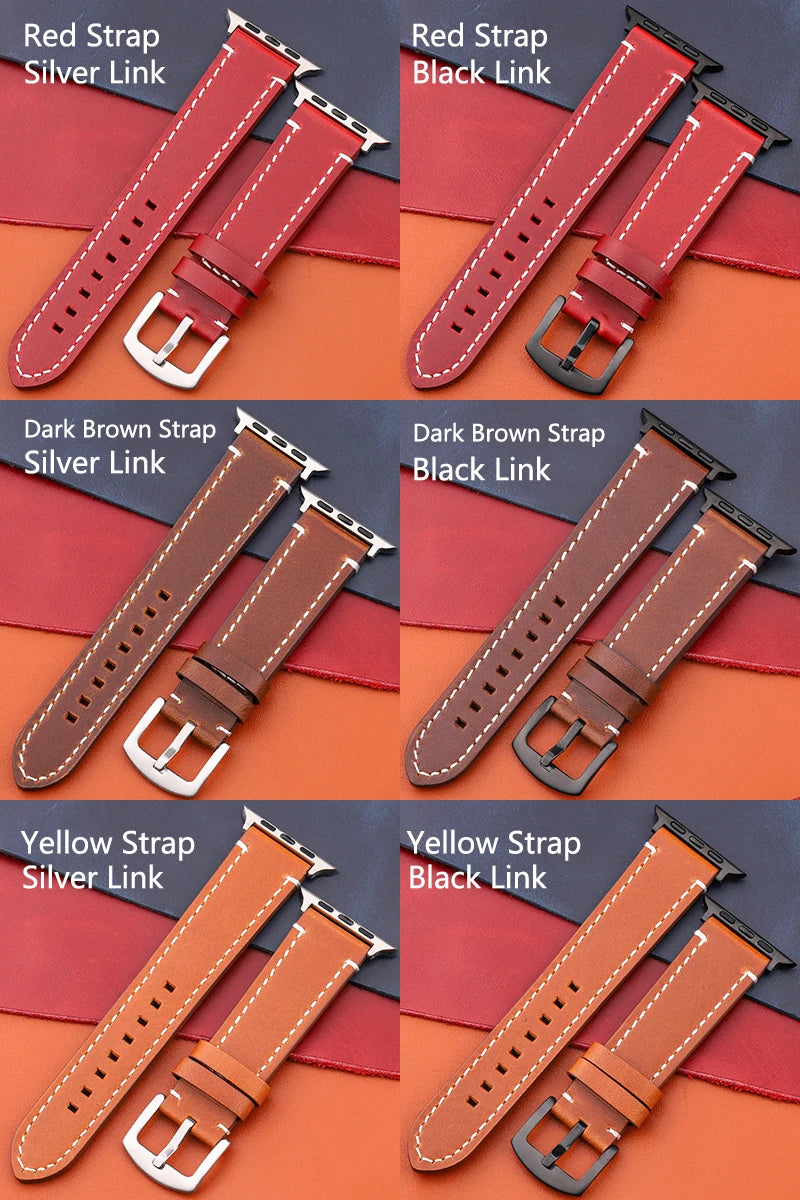 Genuine Leather band For Apple Watch band Serie 7 6 5 4 SE band 44mm 45mm 40mm 41mm 42mm 49mm Women Men Apple Watch Watchband