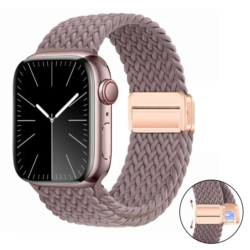 Magnetic Braided band For Apple Watch band 46mm 42mm 45mm 41mm 44mm 40mm Ultra 2 49mm Nylon band Apple Watch 10 9 8 7 6 5 4 SE