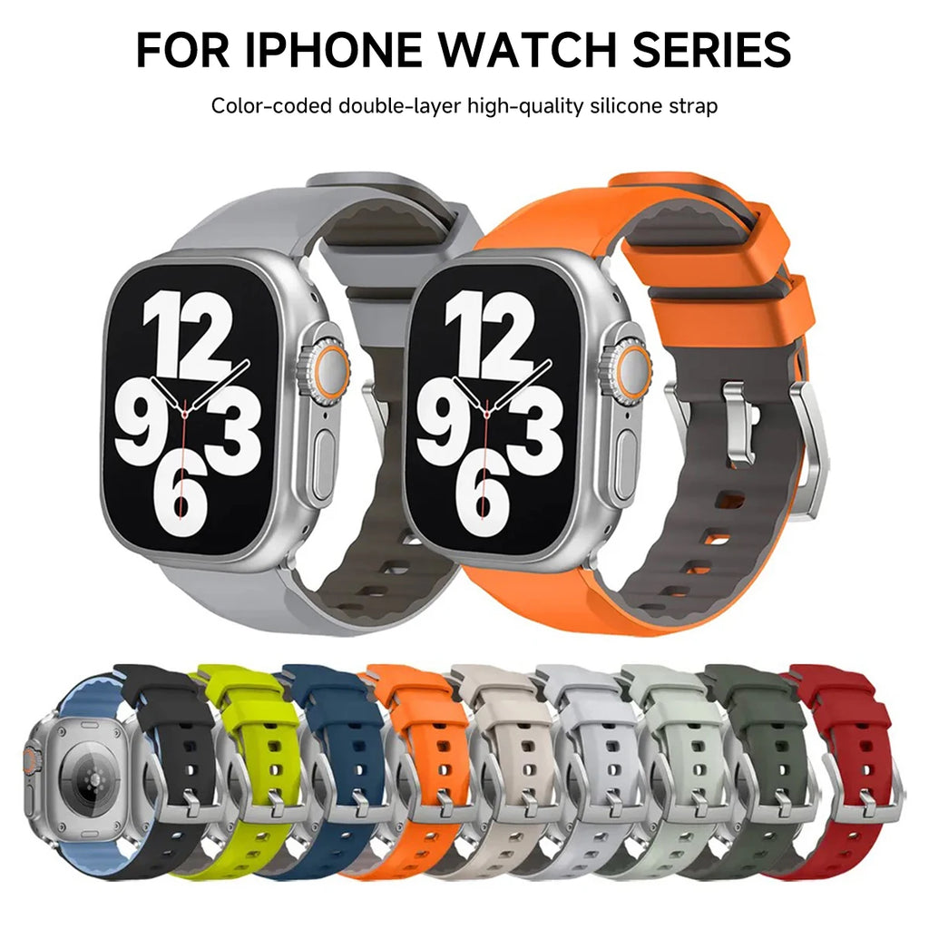Silicone band for Apple Watch Ultra 2 49mm 45mm 44mm 42mm 41mm 40mm sport Outdoor band for Apple Watch Series 9 8 7 6 SE 5 band