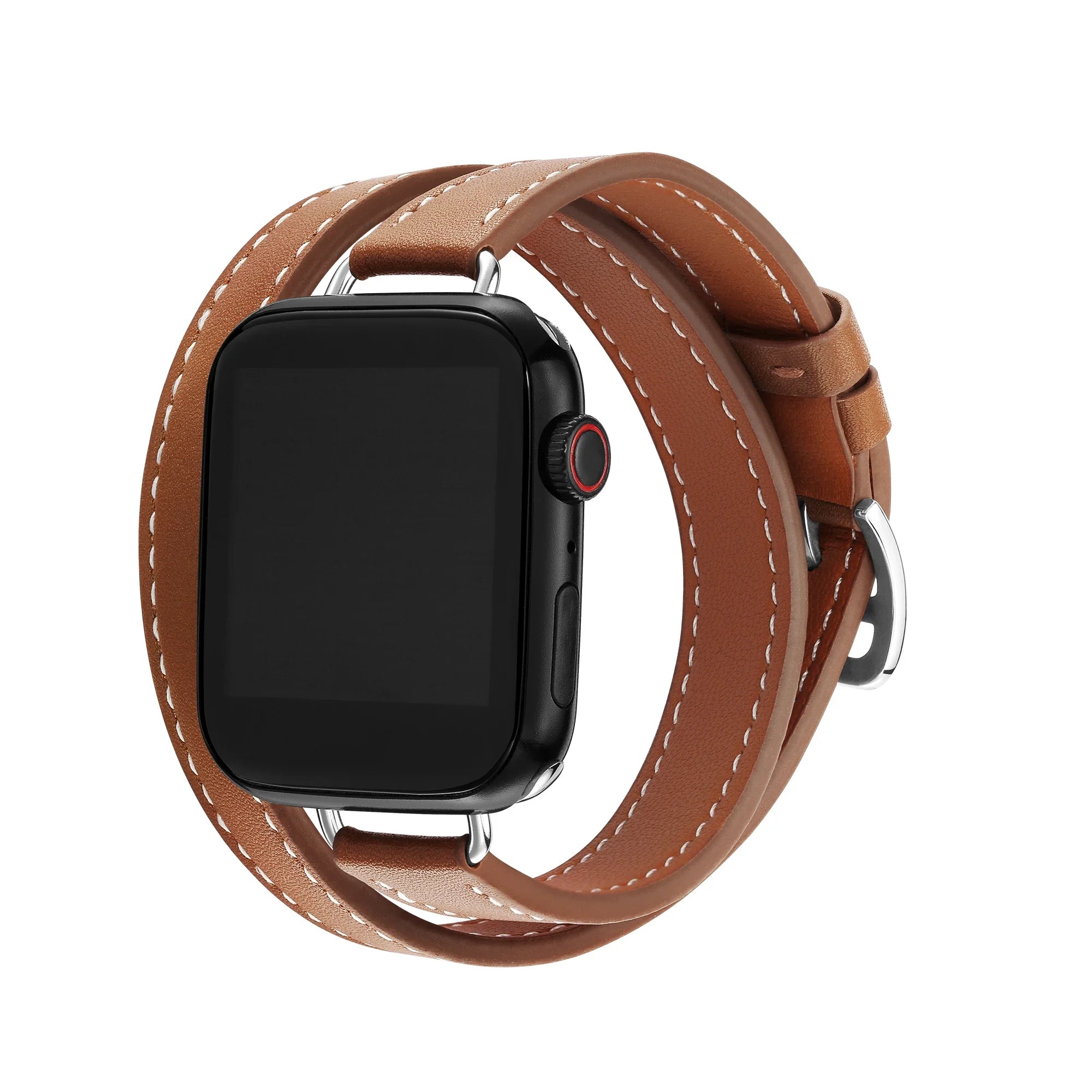 Double loop Slim Leather band for Apple Watch band Ultra 2 49mm Series 10 46mm 41mm 42mm 44mm 45mm band for Apple Watch 9 8 7 6 SE 5 4