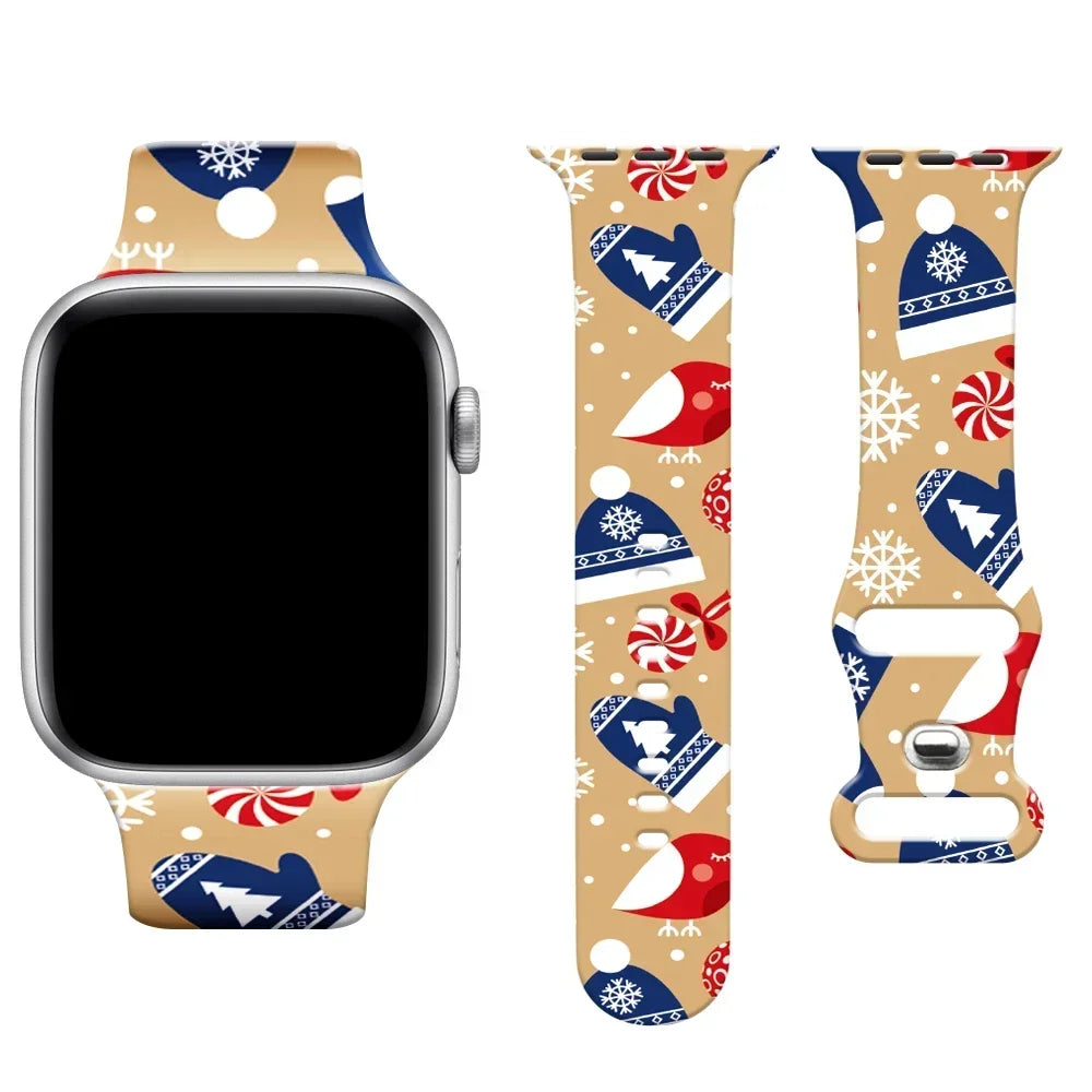 Christmas band for Apple Watch band 40mm 41mm 42mm 44mm 45mm 49mm 46mm Silicone Sport band Apple Watch Ultra 10 9 8 7 6 5 4 3 SE