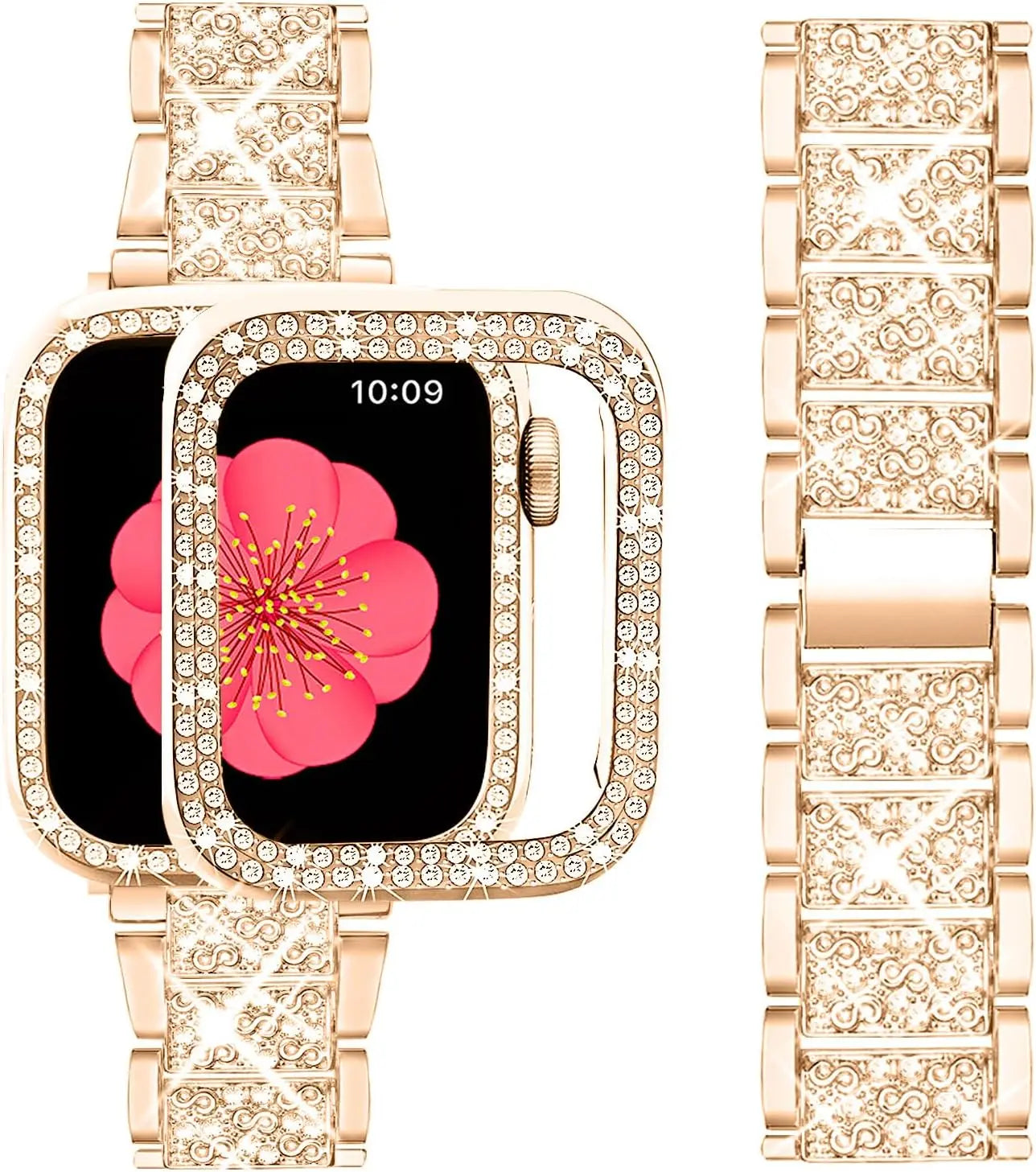 Bling band+Case for Apple Watch band 40mm 44mm 41mm 45mm 42mm 46mm Women Jewelry Diamond metal band Apple Watch SE 6 7 8 9 10