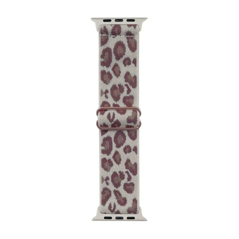 Fashion Leopard Print Nylon Adjustable band For Apple Watch band 42mm 46mm 49mm 45mm 44mm 42mm 41mm 40mm 38mm For Apple Watch Series Ultra 1