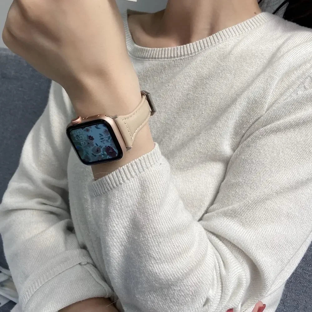 Slim leather band for Apple Watch band Ultra 2 49mm Series 10 7 8 9 41mm 45mm 38mm 42mm Wrist band Apple Watch SE 6 5 4 40mm 44mm m