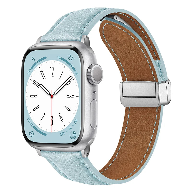 Leather Magnetic Buckle band for Apple Watch 8 7 45mm 41mm Ultra 49mm PU Leather band for Apple Watch Series 6 5 4 3 44mm 42mm 40mm