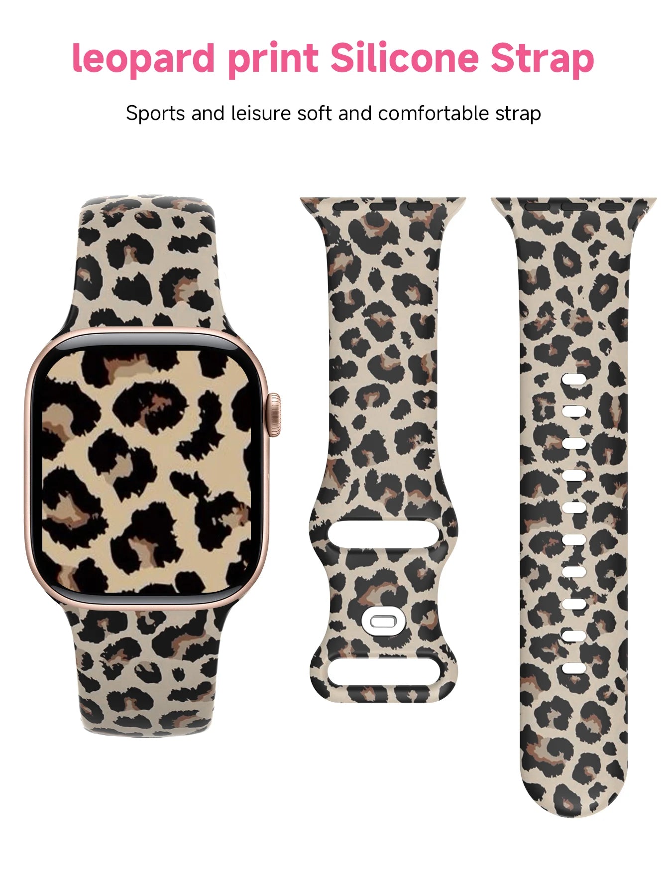 For Apple Watch 38mm 40mm 41mm 44mm 45mm Series 10 42mm 46mm 49mm Animal print silicone watchband for Apple Watch Series 10 9 8 7 6 5 4 3 2
