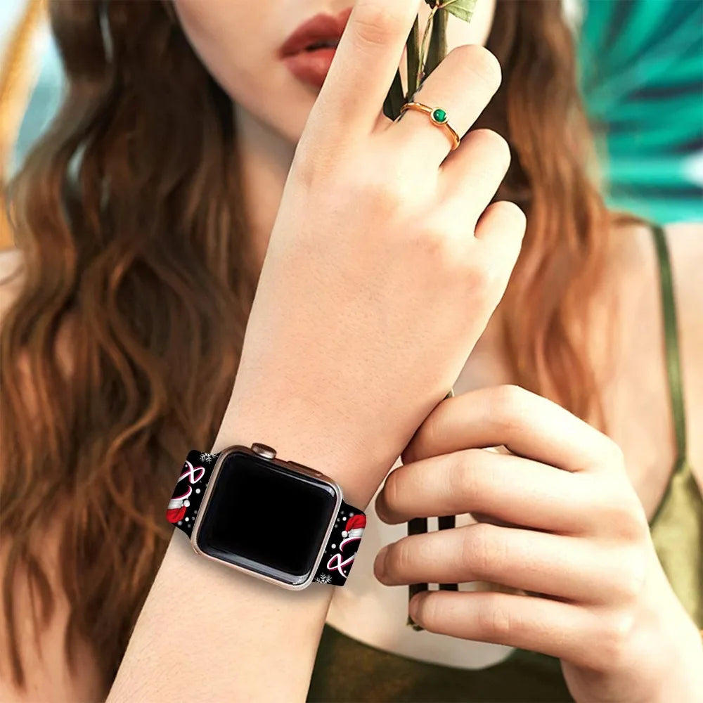 Silicone Christmas band for Apple Watch band 46mm 41mm 42mm 44mm 45mm 49mm Sport band for Apple Watch 11 10 9 8 7 6 5 SE Ultra 3