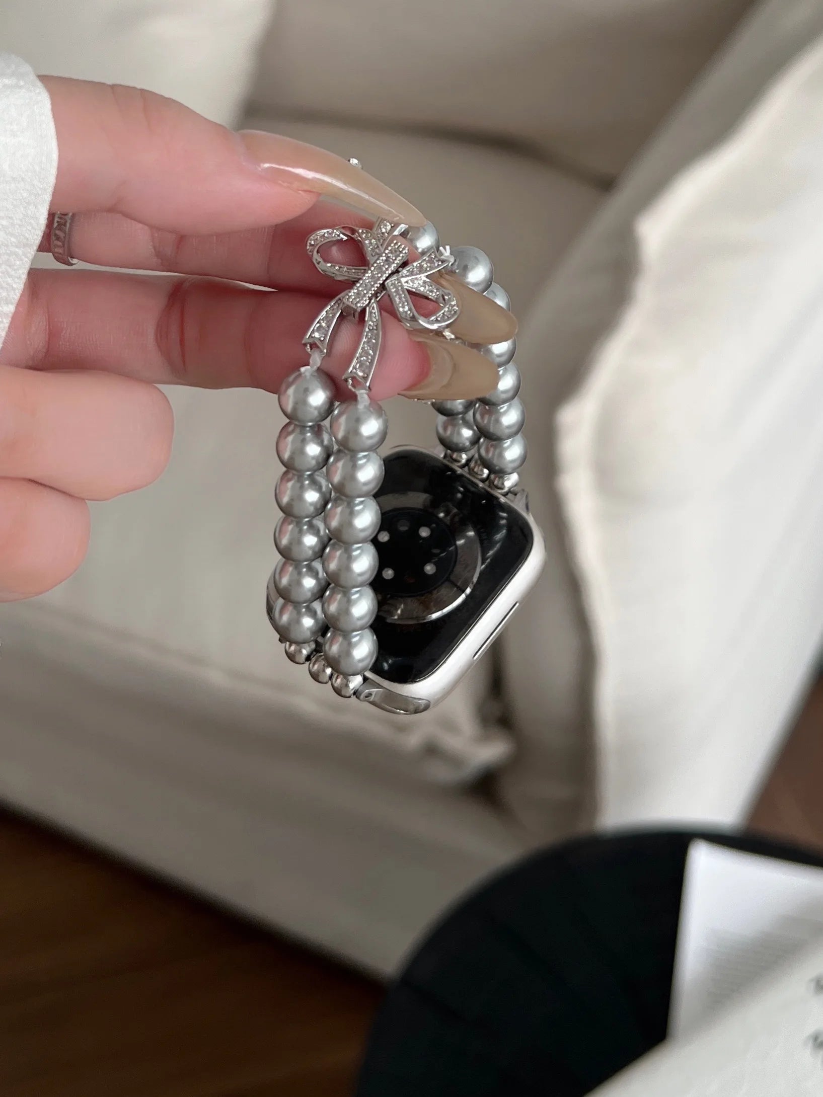 Luxury Diamond Bow band For Apple Watch Ultra Series 9 8 7 42mm 45mm 49mm Pearl Women band For Apple Watch 38mm 40mm 41mm 6 5 SE 4