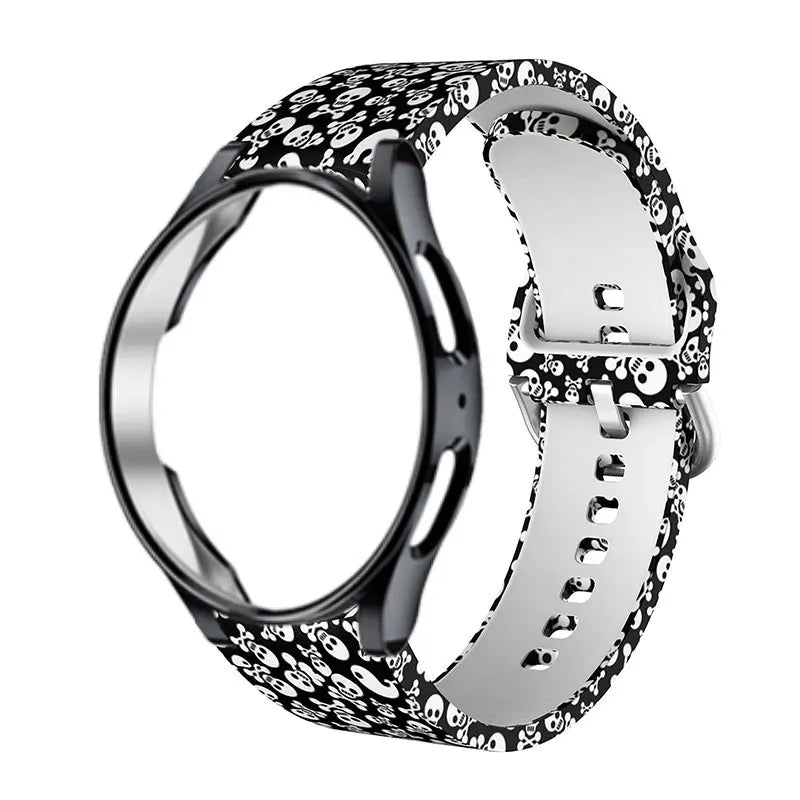 Leopard Printed Strap For Samsung Galaxy 4/5 40mm 44mm 5 Pro 45mm Silicone Bracelet For Watch 4 Classic 42mm 46mm Watchband+Case