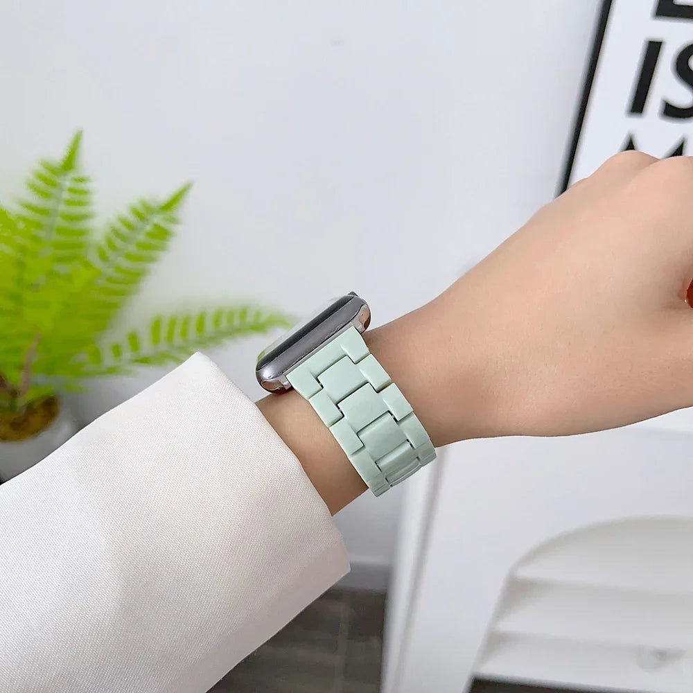 Resin Watch band for Apple Watch 44mm band 42mm 38mm correa watch band for Apple Watch Series 10 8 7 6 SE 5 4 40mm 41mm 45mm 49mm Ultra