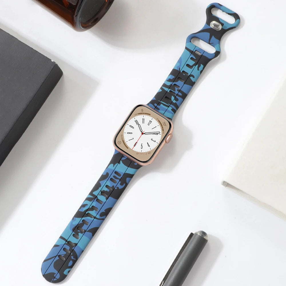 Silicone band For Apple Watch band 49mm 45mm 41mm 44mm 40mm 42mm 38mm 45mm Camouflage band Apple Watch Series Ultra 8 SE 7 6 5