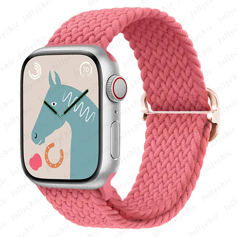 Braided Solo Loop band For Apple Watch Ultra 2 band 49mm 44mm 40mm 45mm 41mm 42mm 38mm band Apple Watch Series 9 8 7 6 SE 3