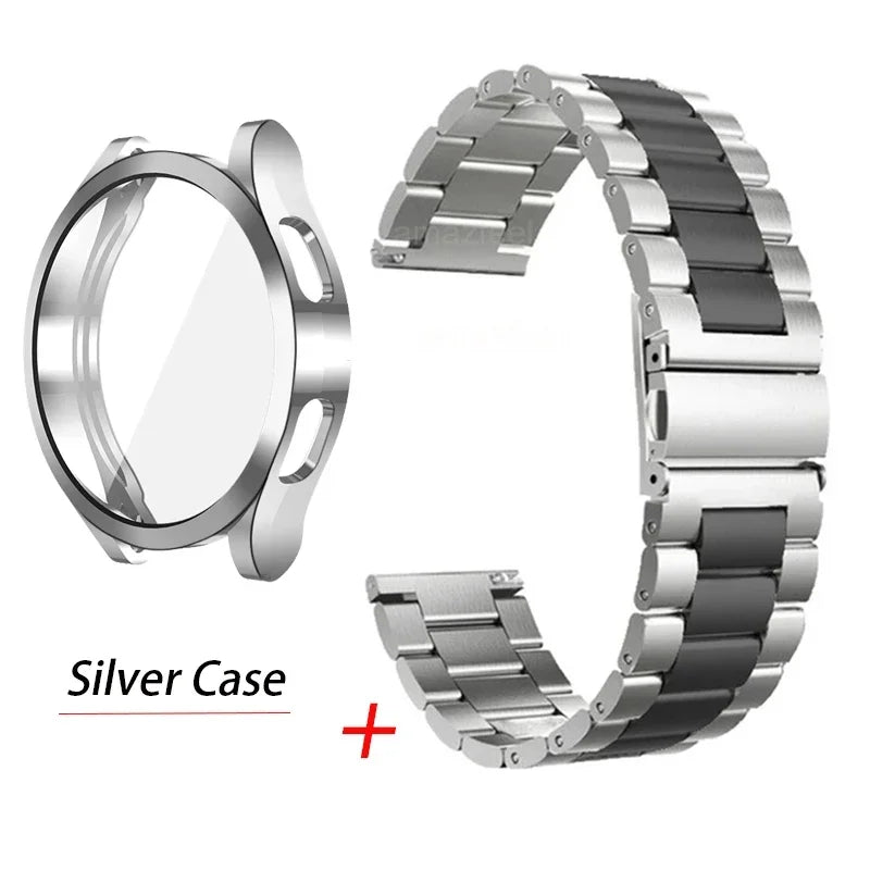 Strap+Screen Case Protector For Samsung Galaxy Watch 7 6 5 4 40mm 44mm Band Cover For Samsung Galaxy Watch 7 44mm Metal Bracelet