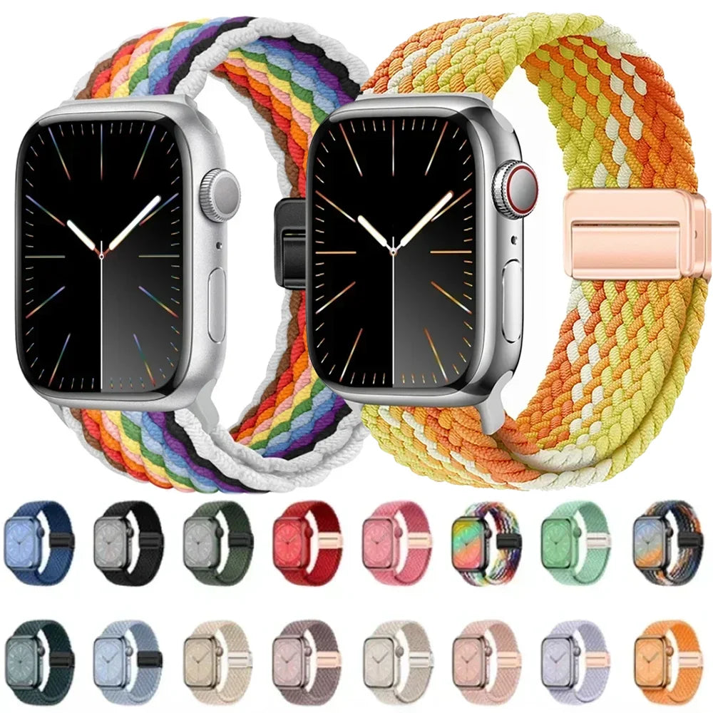 Magnetic Braided band For Apple Watch band 46mm 42mm 45mm 41mm 44mm 40mm Ultra 2 49mm Nylon band Apple Watch 10 9 8 7 6 5 4 SE