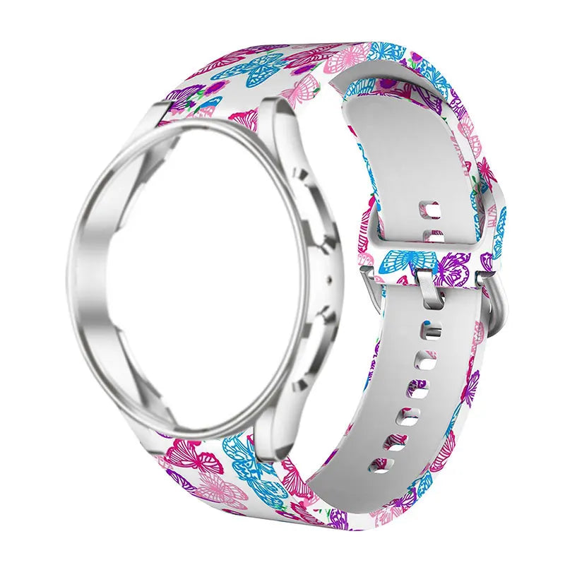 Leopard Printed Strap For Samsung Galaxy 4/5 40mm 44mm 5 Pro 45mm Silicone Bracelet For Watch 4 Classic 42mm 46mm Watchband+Case