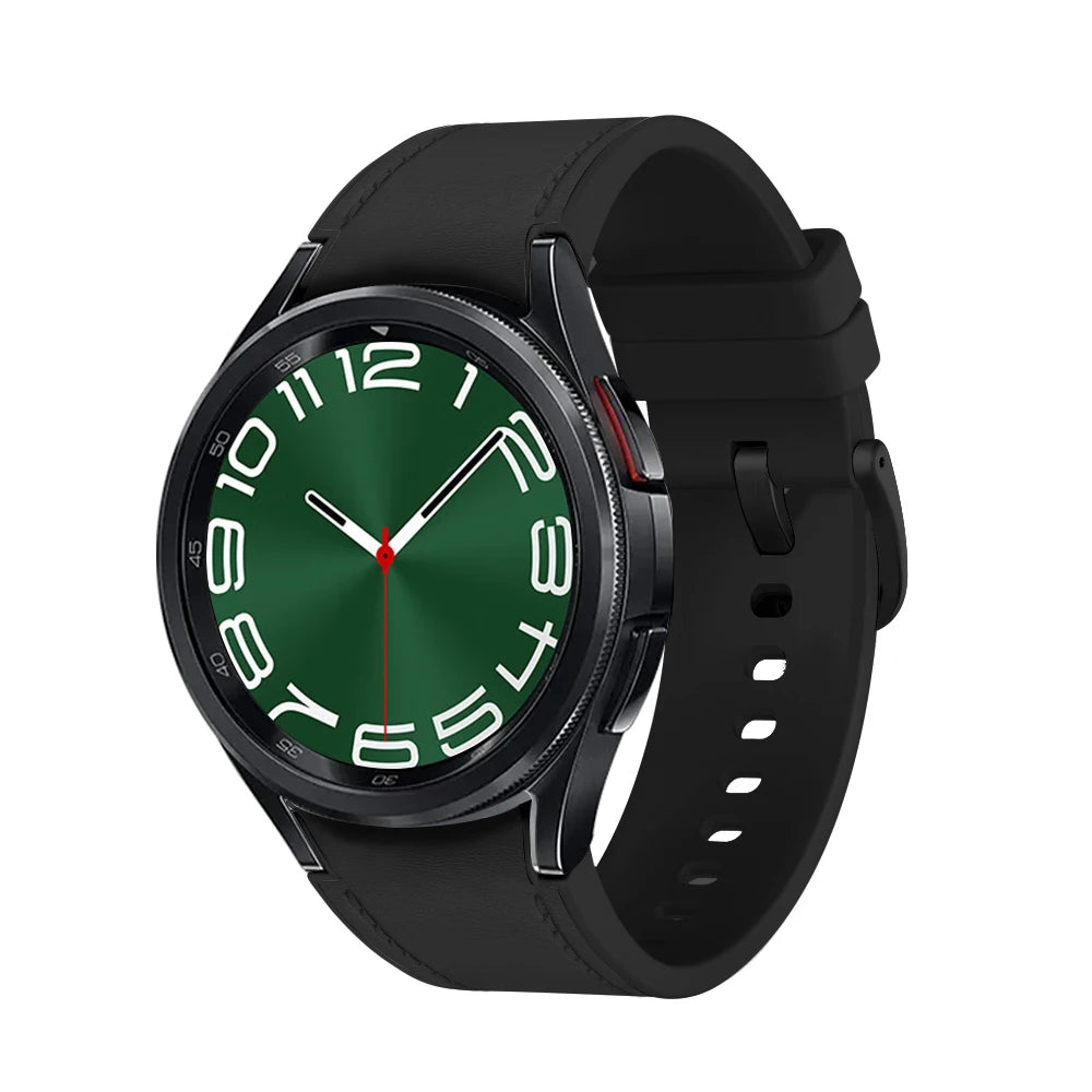 Leather+Silicone Strap for Samsung Watch 7/6/5/4 40 44mm 4/6 Classic 42 43 46 47mm Leather Grain Band for Galaxy Watch 5pro 45mm