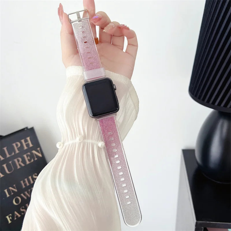 Bling Transparent band for Apple Watch Ultra 2 band 49mm 45mm 41mm 44mm 40mm 46mm Silicone band Apple Watch Series 10 9 8 7 6 5 SE