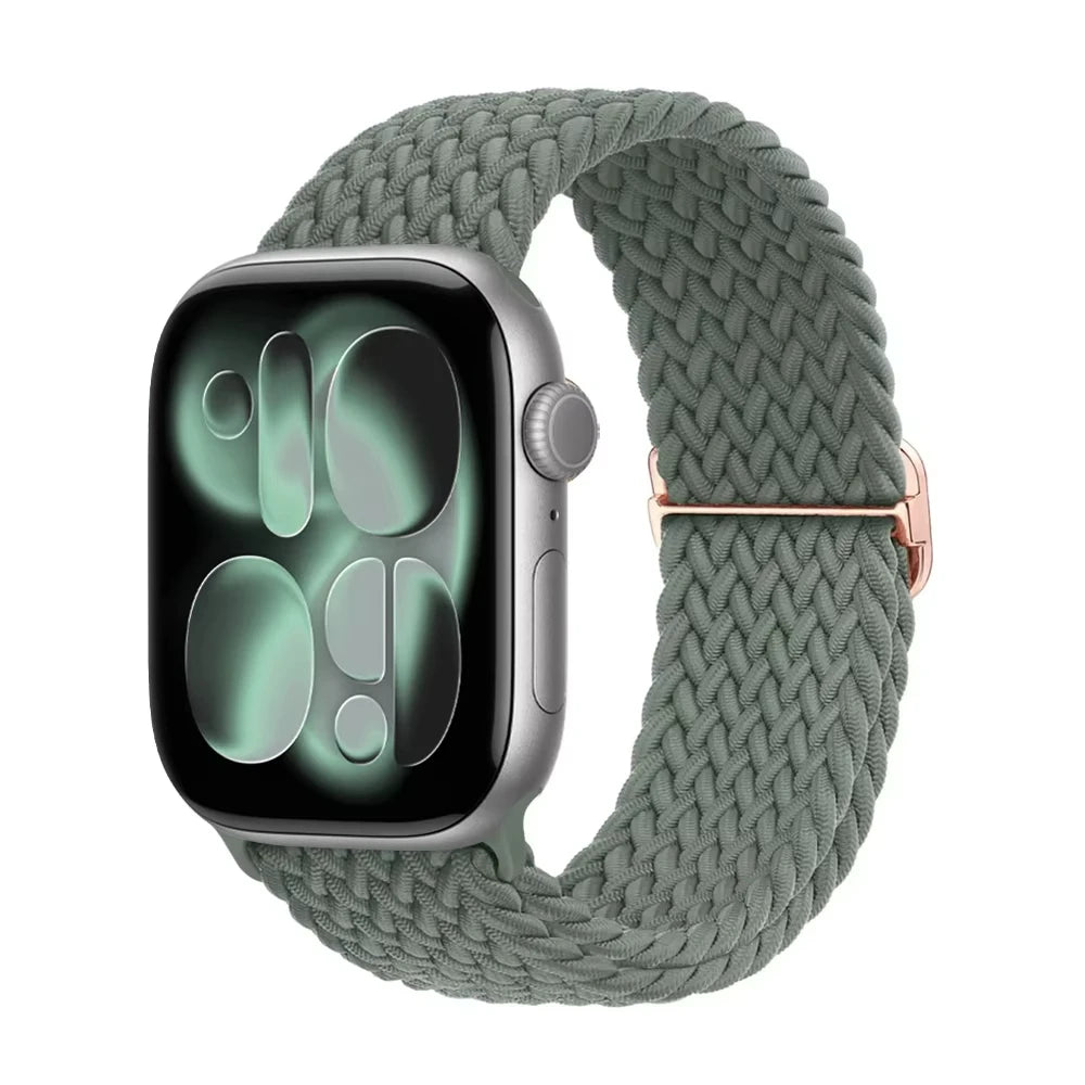 Braided band For Apple Watch band 44mm 45mm 49mm 46mm 40mm 41mm 38mm Elastic Adjustable Nylon band Apple Watch Series 11 10 9 8 SE 7 Ultra3