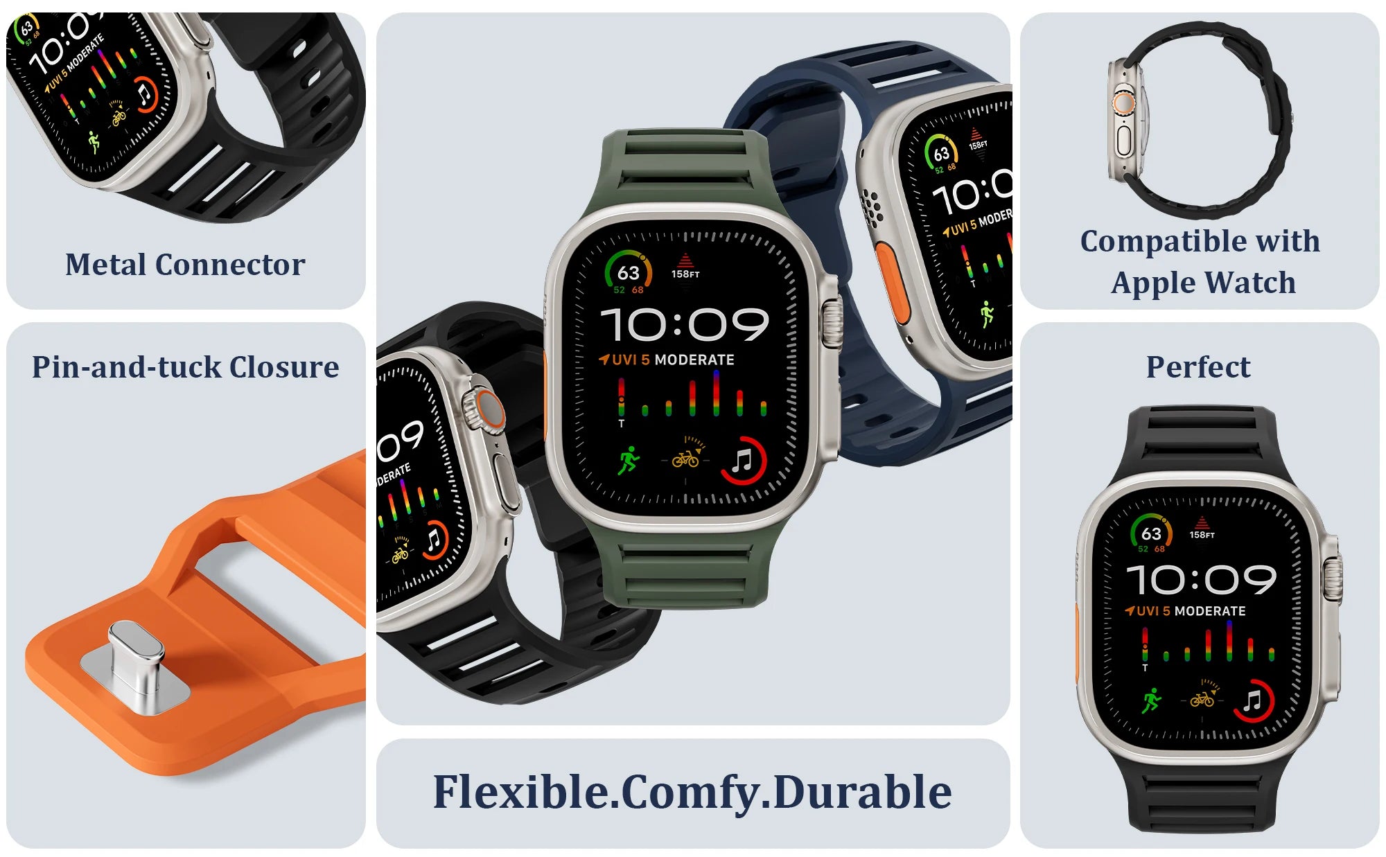 Silicone band for Apple Watch Ultra 2 3 band 49mm 45mm 44mm 42mm 46mm accessories correa band Apple Watch 11 10 9 8 7 6 SE 5 4