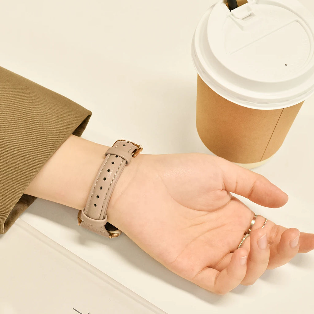 Slim Leather band For Apple Watch Series 10 11 42mm 46mm 9 8 7 41mm 45mm band 42mm Ultra 49mm band Apple Watch SE 6 5 4 3 40mm 44mm