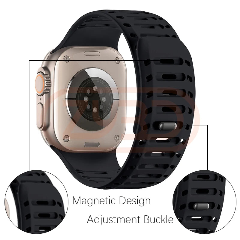 Magnetic band For Apple Watch Ultra 10 9 8 7 6 SE 5 Soft Silicone Breathable band For Apple Watch 42mm 44mm 45mm 46mm 49mm