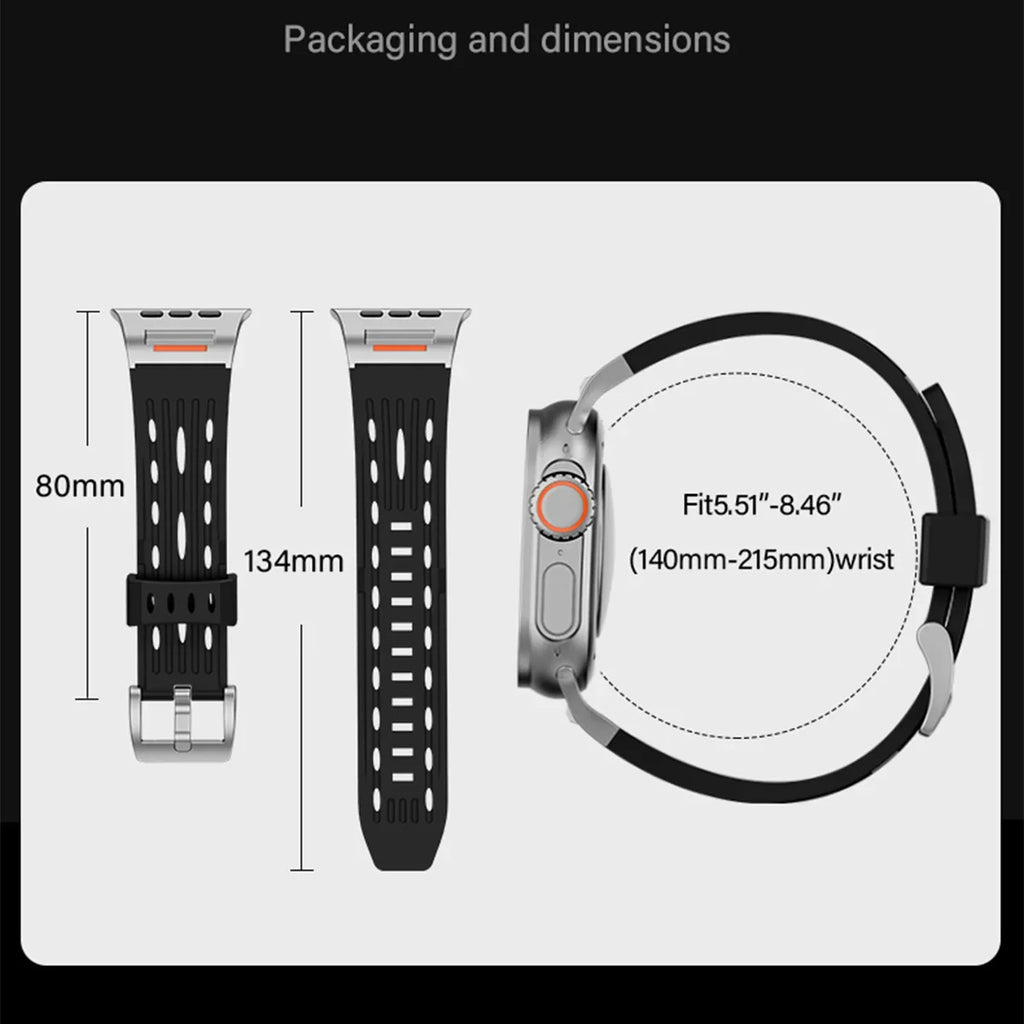 Silicone band for Apple Watch band 49mm 46mm 45mm 44mm 42mm 41mm metal Connector band for Apple Watch Ultra 2 Series 10 9 8 7 6 SE 5 4