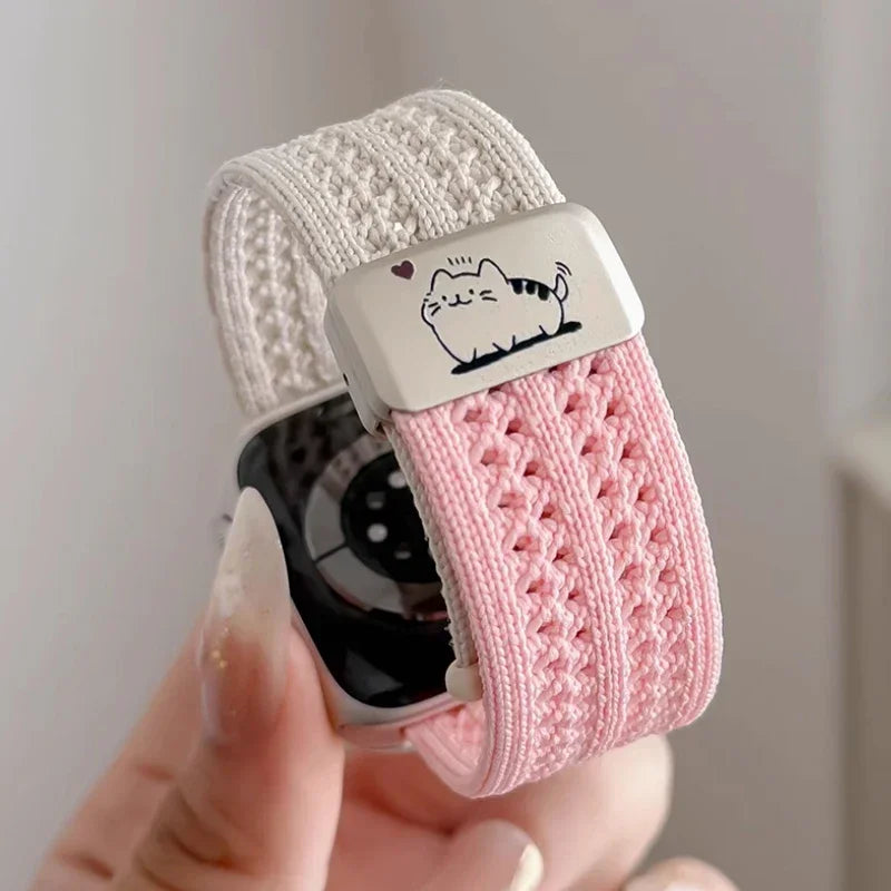 Braided band For Apple Watch band 44mm 40mm 45mm 46mm 49mm 41mm 38mm Magnetic Nylon band Apple Watch Series SE 7 6 8 9 10 Ultra 2