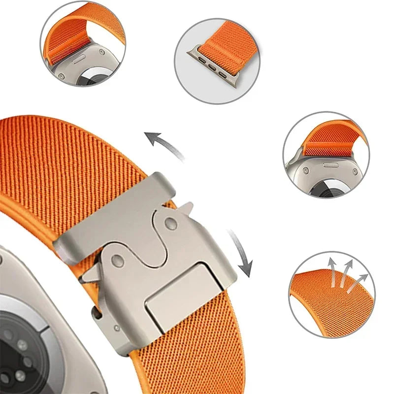 Nylon band for Apple Watch band Ultra 2 49mm 10 9 8 7 46mm 44mm 42mm 45mm 41mm Braided Elastic band for Apple Watch Series 6 SE