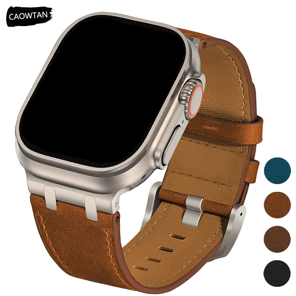 Leather band for Apple Watch Ultra 2 49mm Series 10 46mm Luxury band sport band for Apple Watch 10 9 8 7 6 5 4 SE Ultra 44mm 45mm